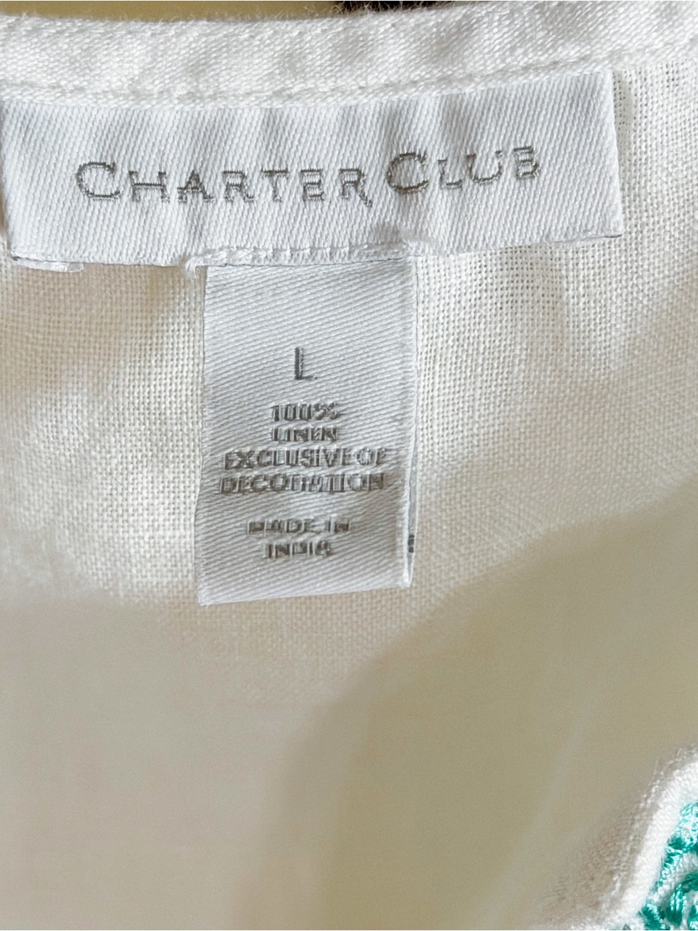 Charter Club Luxury Tunic Women’s Large 100% Linen Breathable Boho Embroidered - Picture 4 of 11